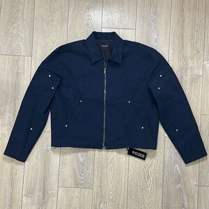 Vayder Ornello Riveted Cotton Utility Jacket Navy Blue Size Large